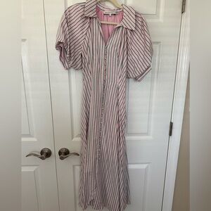 Striped Pink and green Midi Dress